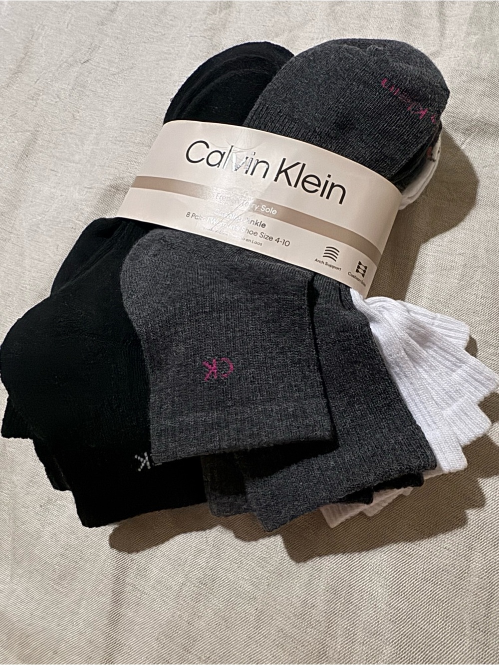 Calvin Klein Men's 8-Pack No-Show Socks - Black, Charcoal, White